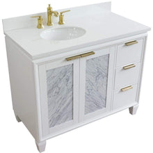 Load image into Gallery viewer, Bellaterra Home Vanity BellaTerra Home 43&quot; Single vanity in White finish with White quartz and oval sink- Left door/Left sink 400990-43L-WH-WEOL