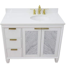 Load image into Gallery viewer, Bellaterra Home Vanity BellaTerra Home 43&quot; Single vanity in White finish with White quartz and oval sink- Right door/Right sink 400990-43R-WH-WEOR