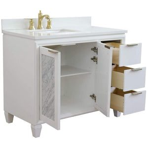 Bellaterra Home Vanity BellaTerra Home 43" Single vanity in White finish with White quartz and rectangle sink- Left door/Left sink 400990-43L-WH-WERL