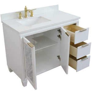Bellaterra Home Vanity BellaTerra Home 43" Single vanity in White finish with White quartz and rectangle sink- Left door/Left sink 400990-43L-WH-WERL