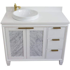 Bellaterra Home Vanity BellaTerra Home 43" Single vanity in White finish with White quartz and round sink- Left door/Left sink 400990-43L-WH-WERDL