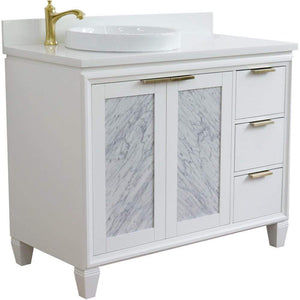 Bellaterra Home Vanity BellaTerra Home 43" Single vanity in White finish with White quartz and round sink- Left door/Left sink 400990-43L-WH-WERDL
