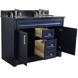 Bellaterra Home Vanity BellaTerra Home 48" Double sink vanity in Blue finish with Black galaxy granite and oval sink 400700-49D-BU-BGO