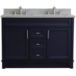 Bellaterra Home Vanity BellaTerra Home 48" Double sink vanity in Blue finish with Gray granite and rectangle sink 400700-49D-BU-GYR
