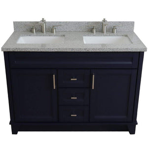 Bellaterra Home Vanity BellaTerra Home 48" Double sink vanity in Blue finish with Gray granite and rectangle sink 400700-49D-BU-GYR