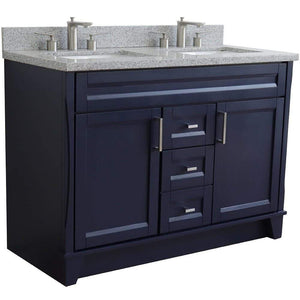 Bellaterra Home Vanity BellaTerra Home 48" Double sink vanity in Blue finish with Gray granite and rectangle sink 400700-49D-BU-GYR