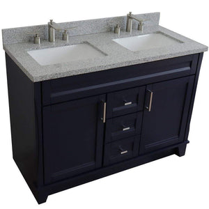Bellaterra Home Vanity BellaTerra Home 48" Double sink vanity in Blue finish with Gray granite and rectangle sink 400700-49D-BU-GYR