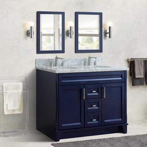 Bellaterra Home Vanity BellaTerra Home 48" Double sink vanity in Blue finish with White carrara marble and oval sink 400700-49D-BU-WMO