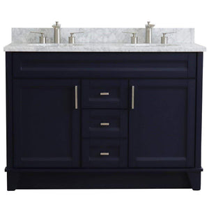 Bellaterra Home Vanity BellaTerra Home 48" Double sink vanity in Blue finish with White carrara marble and oval sink 400700-49D-BU-WMO
