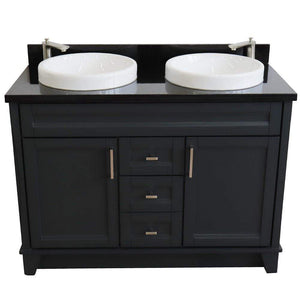 Bellaterra Home Vanity BellaTerra Home 48" Double sink vanity in Dark Gray finish with Black galaxy granite and round sink 400700-49D-DG-BGRD