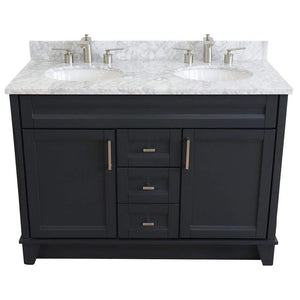 Bellaterra Home Vanity BellaTerra Home 48" Double sink vanity in Dark Gray finish with White carrara marble and oval sink 400700-49D-DG-WMO