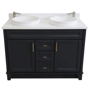 Bellaterra Home Vanity BellaTerra Home 48" Double sink vanity in Dark Gray finish with White quartz and round sink 00700-49D-DG-WERD