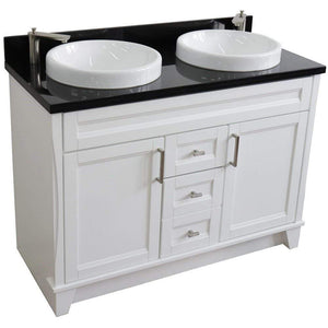 Bellaterra Home Vanity BellaTerra Home 48" Double sink vanity in White finish with Black galaxy granite and round sink 400700-49D-WH-BGRD