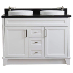 Bellaterra Home Vanity BellaTerra Home 48" Double sink vanity in White finish with Black galaxy granite and round sink 400700-49D-WH-BGRD