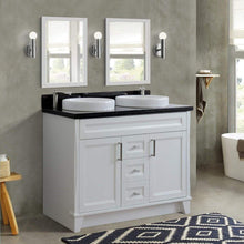 Load image into Gallery viewer, Bellaterra Home Vanity BellaTerra Home 48&quot; Double sink vanity in White finish with Black galaxy granite and round sink 400700-49D-WH-BGRD