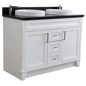Bellaterra Home Vanity BellaTerra Home 48" Double sink vanity in White finish with Black galaxy granite and round sink 400700-49D-WH-BGRD