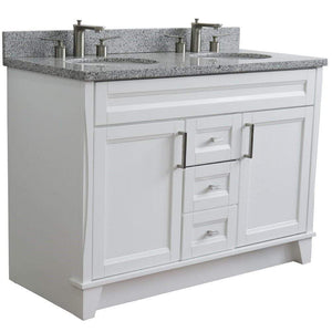 Bellaterra Home Vanity BellaTerra Home 48" Double sink vanity in White finish with Gray granite and oval sink 400700-49D-WH-GYO