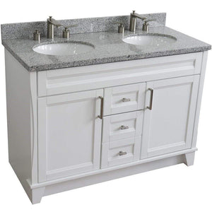 Bellaterra Home Vanity BellaTerra Home 48" Double sink vanity in White finish with Gray granite and oval sink 400700-49D-WH-GYO