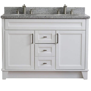 Bellaterra Home Vanity BellaTerra Home 48" Double sink vanity in White finish with Gray granite and oval sink 400700-49D-WH-GYO