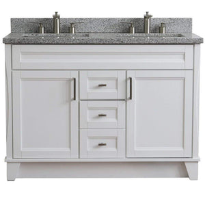 Bellaterra Home Vanity BellaTerra Home 48" Double sink vanity in White finish with Gray granite and rectangle sink 400700-49D-WH-GYR
