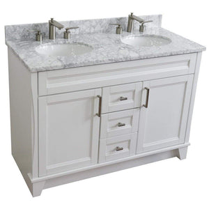 Bellaterra Home Vanity BellaTerra Home 48" Double sink vanity in White finish with White carrara marble and oval sink 400700-49D-WH-WMO