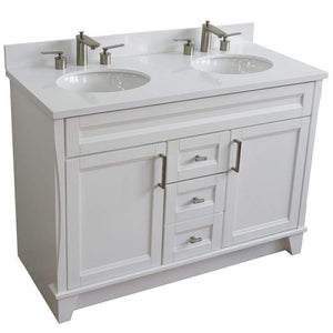 Bellaterra Home Vanity BellaTerra Home 48" Double sink vanity in White finish with White quartz and oval sink 400700-49D-WH-WEO