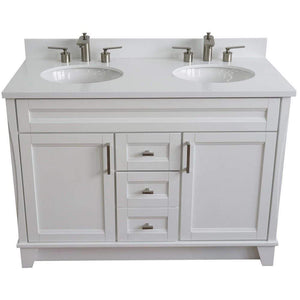 Bellaterra Home Vanity BellaTerra Home 48" Double sink vanity in White finish with White quartz and oval sink 400700-49D-WH-WEO