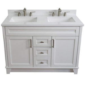 Bellaterra Home Vanity BellaTerra Home 48" Double sink vanity in White finish with White quartz and rectangle sink 400700-49D-WH-WER
