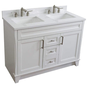 Bellaterra Home Vanity BellaTerra Home 48" Double sink vanity in White finish with White quartz and rectangle sink 400700-49D-WH-WER
