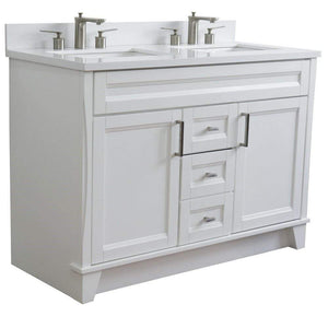 Bellaterra Home Vanity BellaTerra Home 48" Double sink vanity in White finish with White quartz and rectangle sink 400700-49D-WH-WER