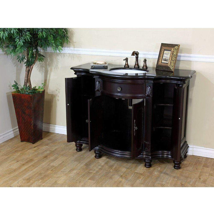 Bellaterra Home Vanity BellaTerra Home 48 in Single sink Vanity-Wood-Dark Mahogany-Black Galaxy 600161-DM-BG