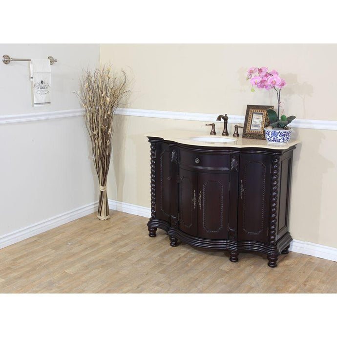 Bellaterra Home Vanity BellaTerra Home 48 in Single Sink Vanity-Wood-Dark Mahogany-Creama Marfil 600161-DM-CM