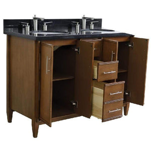 Bellaterra Home Vanity BellaTerra Home 49" Double sink vanity in Walnut finish with Black galaxy granite and oval sink 400901-49D-WA-BGO