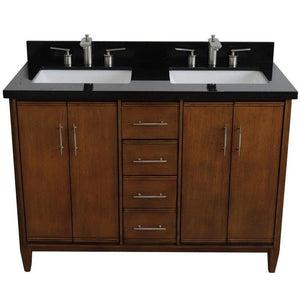 Bellaterra Home Vanity BellaTerra Home 49" Double sink vanity in Walnut finish with Black galaxy granite and rectangle sink 400901-49D-WA-BGR