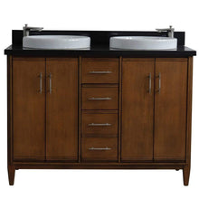 Load image into Gallery viewer, Bellaterra Home Vanity BellaTerra Home 49&quot; Double sink vanity in Walnut finish with Black galaxy granite and round sink 400901-49D-WA-BGRD