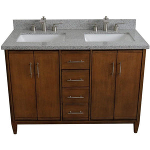 Bellaterra Home Vanity BellaTerra Home 49" Double sink vanity in Walnut finish with Gray granite and rectangle sink 400901-49D-WA-GYR