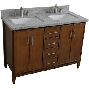 Bellaterra Home Vanity BellaTerra Home 49" Double sink vanity in Walnut finish with Gray granite and rectangle sink 400901-49D-WA-GYR