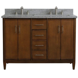 Bellaterra Home Vanity BellaTerra Home 49" Double sink vanity in Walnut finish with Gray granite and rectangle sink 400901-49D-WA-GYR