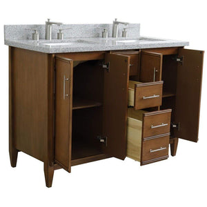 Bellaterra Home Vanity BellaTerra Home 49" Double sink vanity in Walnut finish with Gray granite and rectangle sink 400901-49D-WA-GYR