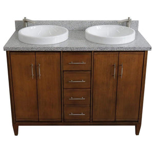 Bellaterra Home Vanity BellaTerra Home 49" Double sink vanity in Walnut finish with Gray granite and round sink 400901-49D-WA-GYRD