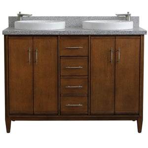 Bellaterra Home Vanity BellaTerra Home 49" Double sink vanity in Walnut finish with Gray granite and round sink 400901-49D-WA-GYRD
