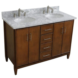 Bellaterra Home Vanity BellaTerra Home 49" Double sink vanity in Walnut finish with White carrara marble and oval sink 400901-49D-WA-WMO