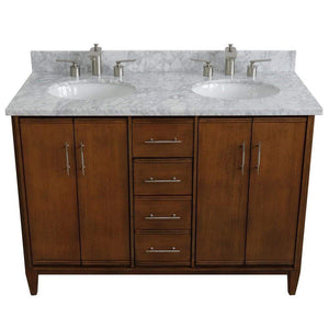 Bellaterra Home Vanity BellaTerra Home 49" Double sink vanity in Walnut finish with White carrara marble and oval sink 400901-49D-WA-WMO