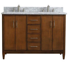 Load image into Gallery viewer, Bellaterra Home Vanity BellaTerra Home 49&quot; Double sink vanity in Walnut finish with White carrara marble and rectangle sink 400901-49D-WA-WMR