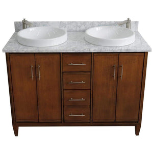 Bellaterra Home Vanity BellaTerra Home 49" Double sink vanity in Walnut finish with White carrara marble and round sink 400901-49D-WA-WMRD