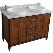 Load image into Gallery viewer, Bellaterra Home Vanity BellaTerra Home 49&quot; Double sink vanity in Walnut finish with White carrara marble and round sink 400901-49D-WA-WMRD