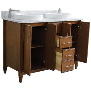 Bellaterra Home Vanity BellaTerra Home 49" Double sink vanity in Walnut finish with White carrara marble and round sink 400901-49D-WA-WMRD