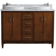 Load image into Gallery viewer, Bellaterra Home Vanity BellaTerra Home 49&quot; Double sink vanity in Walnut finish with White carrara marble and round sink 400901-49D-WA-WMRD