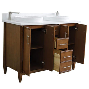 Bellaterra Home Vanity BellaTerra Home 49" Double sink vanity in Walnut finish with White quartz and round sink 400901-49D-WA-WERD