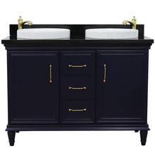 Load image into Gallery viewer, Bellaterra Home Vanity BellaTerra Home 49&quot; Double vanity in Blue finish with Black galaxy and round sink 400800-49D-BU-BGRD